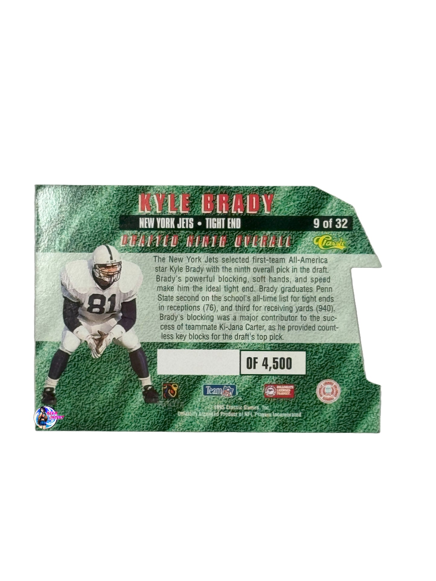 1995 Classic 1st Round Pick Card #9 Kyle Brady (New York Jets)