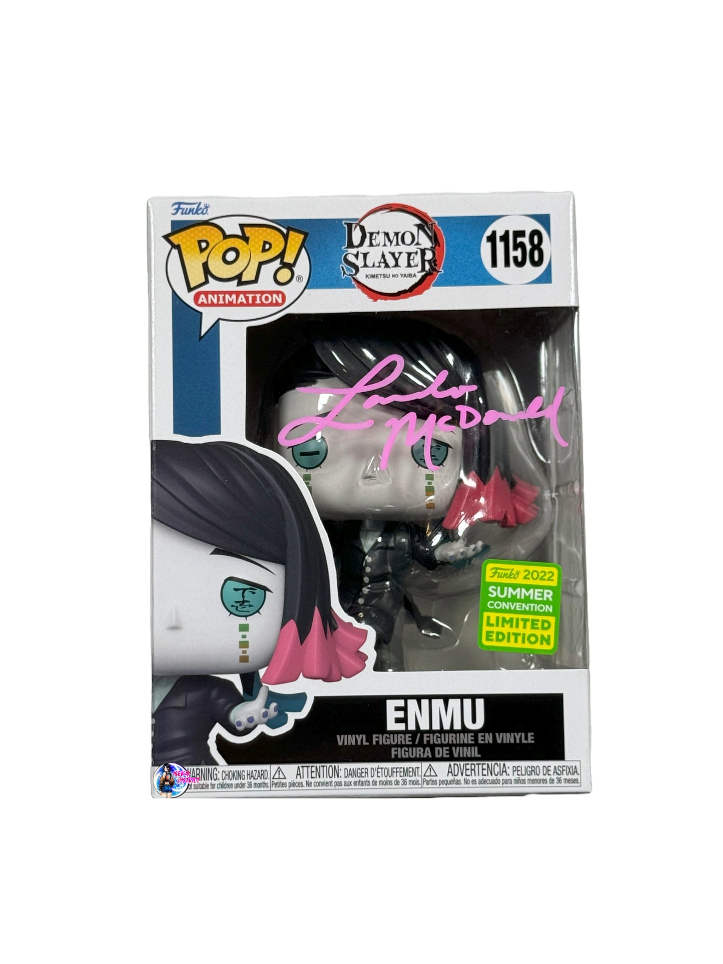 Funko Pop: Demon Slayer Enmu #1158(Summer Con 2022) Signed by Landon McDonald (English Voice Actor)