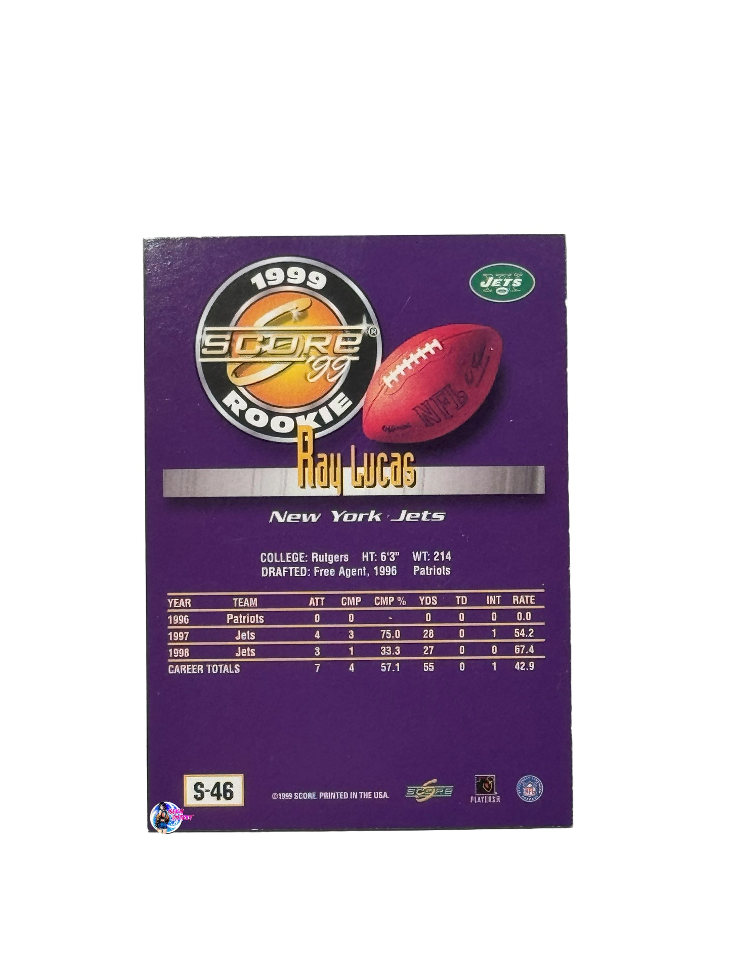 1999 Score Supplemental S-46 Ray Lucas (New York Jets)