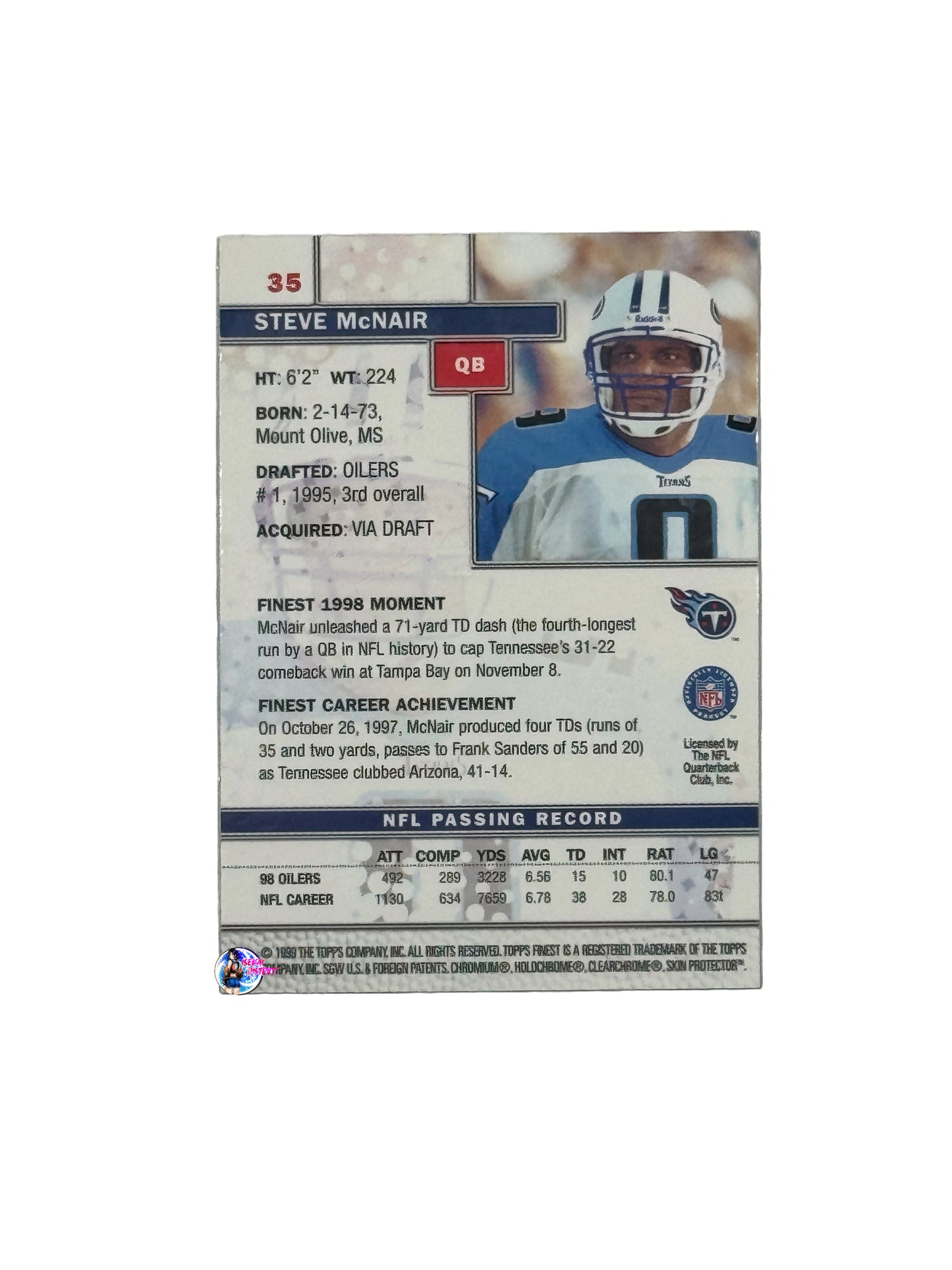 Topps Finest 1999 Steve McNair (35) (Tennessee Titans)