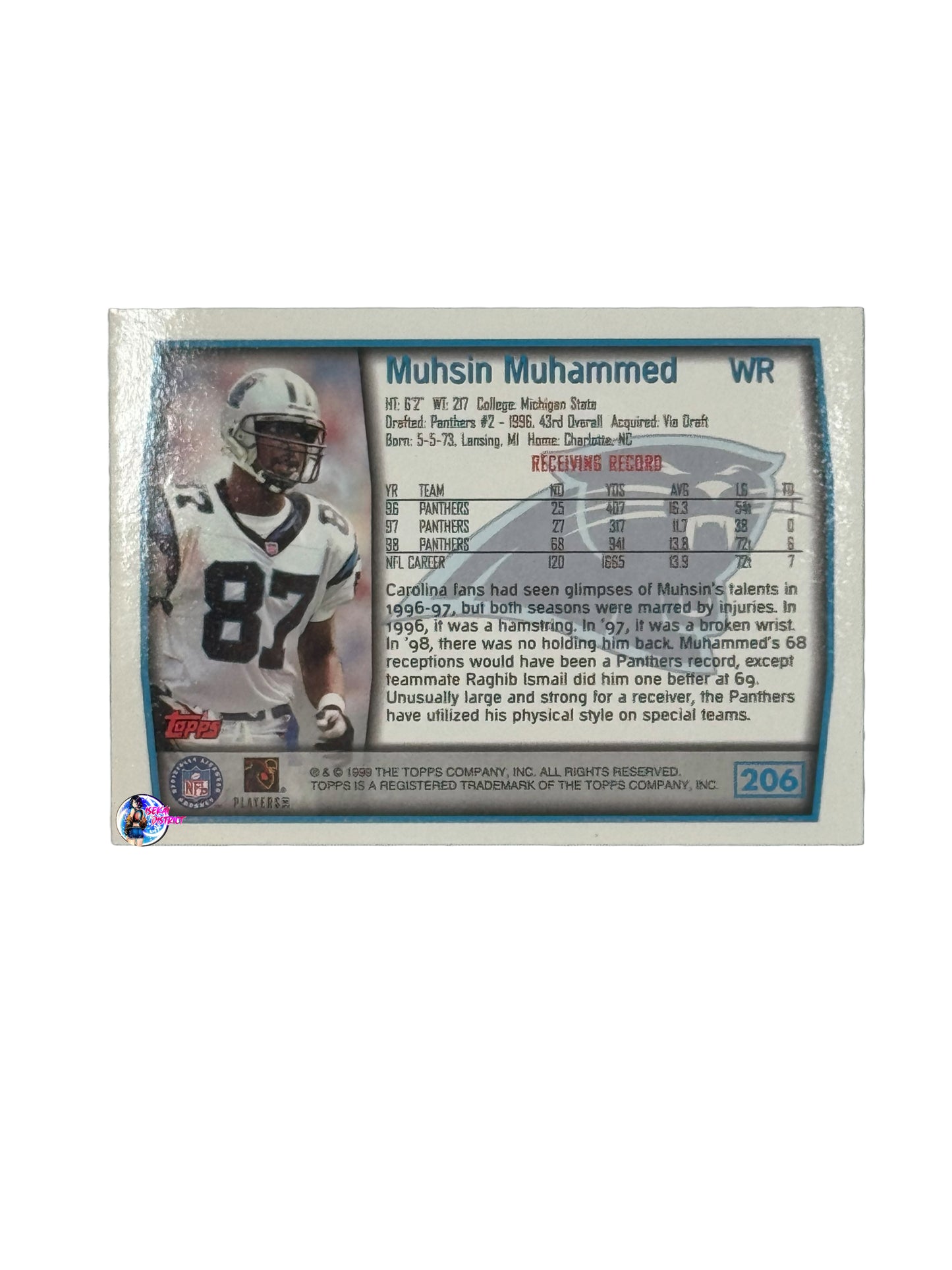 1999 Topps Muhsin Muhammed (206) (Carolina Panthers)