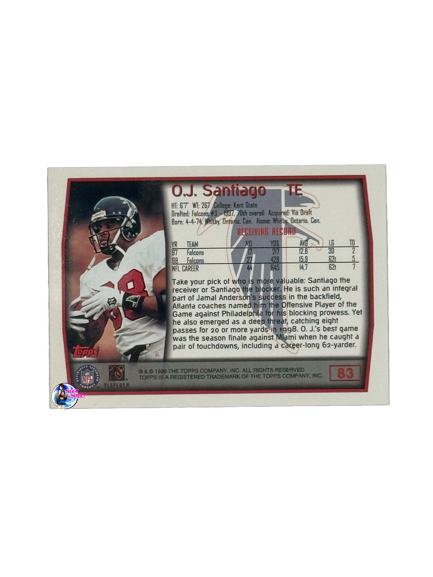 1999 Topps O.J. Santiago (83) (Atlanta Falcons)