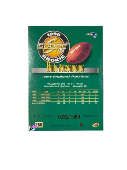 1999 Score Anniversary Showcase #255 Andy Katzenmoyer (New England Patriots) 0282/1989